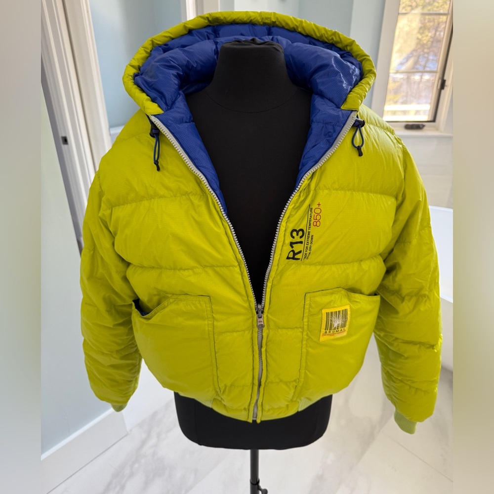 R13 Green and Blue Puffer Jacket